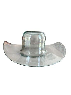 Hand Blown Glass Cowboy Hat Bowl/Western Decor/wine Bucket Made In Mexico